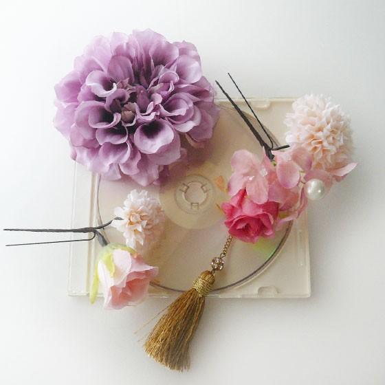 髪飾り 花 成人式 ダリアrbと菊他房付 紫ピンク 結婚式 振袖 袴 和装 着物 |  | 01