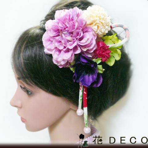花 髪飾り ラメダリアroとアネモネ他 ピンク  結婚式 成人式 卒業式 振袖 浴衣 かんざし | 