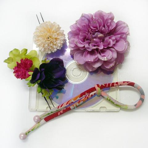 花 髪飾り ラメダリアroとアネモネ他 ピンク  結婚式 成人式 卒業式 振袖 浴衣 かんざし |  | 01