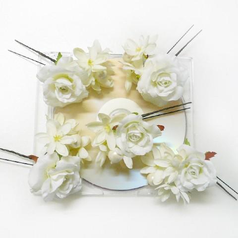 ヘッドドレス　ミニバラと小花 白 結婚式 ウェディング |  | 01