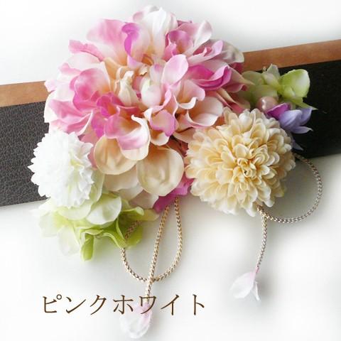 花 髪飾り ダリアと菊ライラック 紐付き ピンク　成人式 振袖 結婚式 卒業式 袴 浴衣 着物 |  | 01