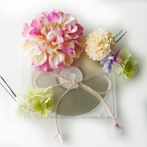 花 髪飾り ダリアと菊ライラック 紐付き ピンク　成人式 振袖 結婚式 卒業式 袴 浴衣 着物 |  | 03