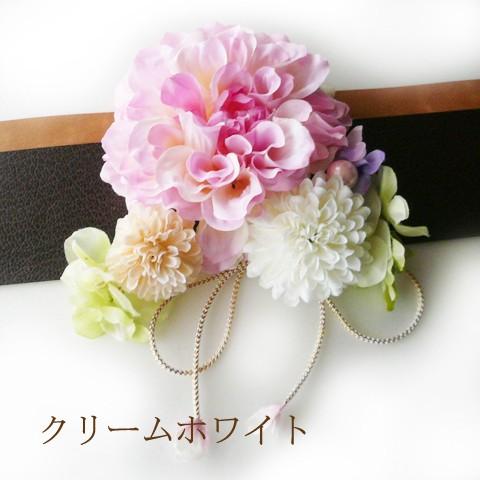 花 髪飾り ダリアと菊ライラック 紐付き ピンク　成人式 振袖 結婚式 卒業式 袴 浴衣 着物 |  | 02