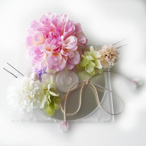 花 髪飾り ダリアと菊ライラック 紐付き ピンク　成人式 振袖 結婚式 卒業式 袴 浴衣 着物 |  | 05