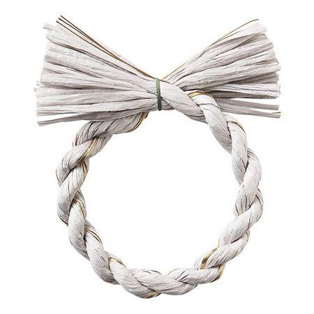 わらルック14 ゴールド入り 松村工芸 わらルックリース水引14 ライトグレー／ゴールド 25