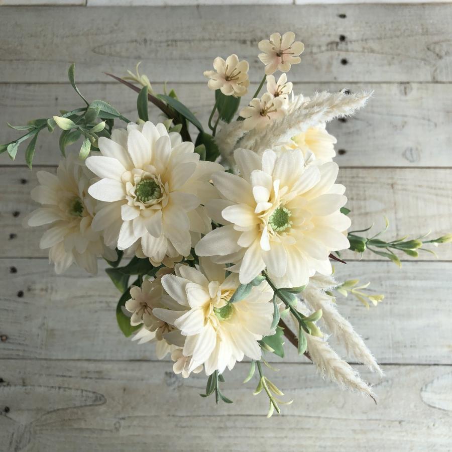 造花 MAGIQ東京堂 ガーベラパンパスブーケ クリーム #37 CREAM