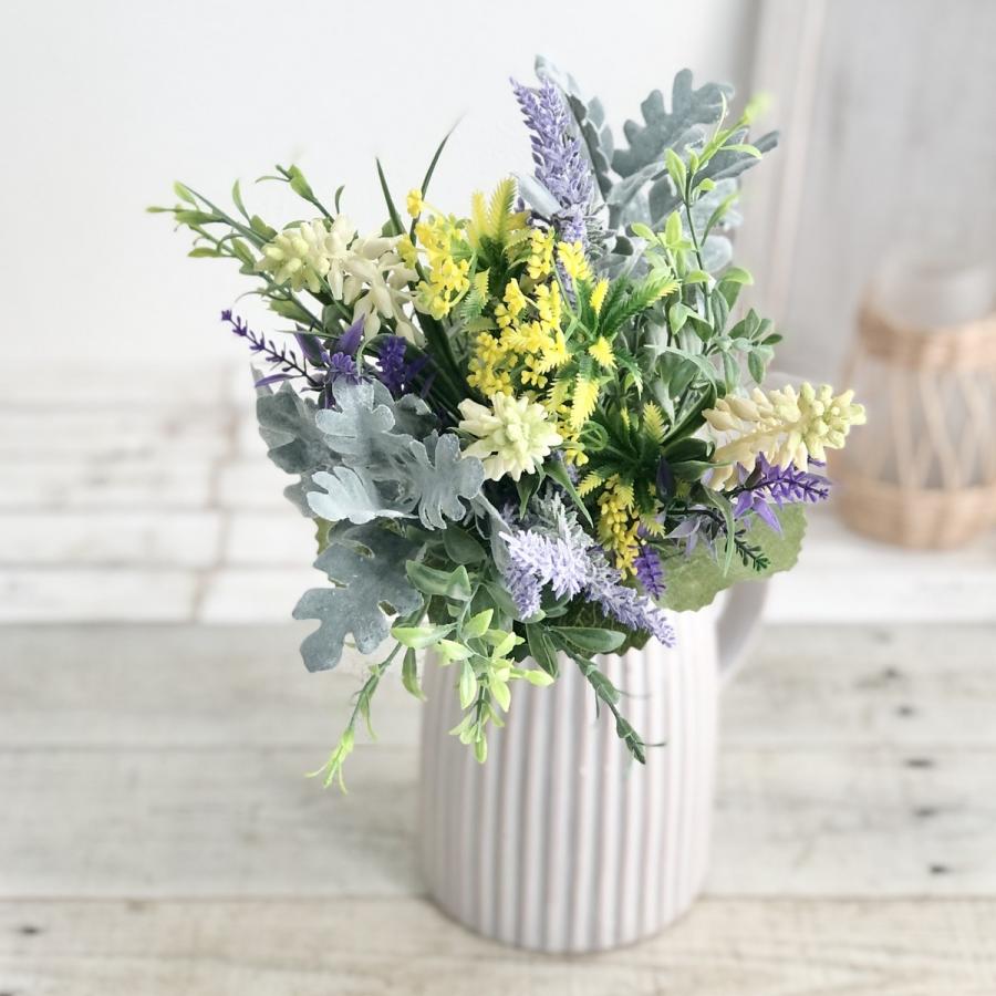 造花 MAGIQ東京堂 ハーバルラベンダーミックスブーケ WH LV ホワイト