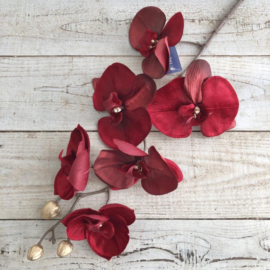造花 YDM ベルベットオーキット レッド FS-9319R 花材「ら行」 ラン 蘭