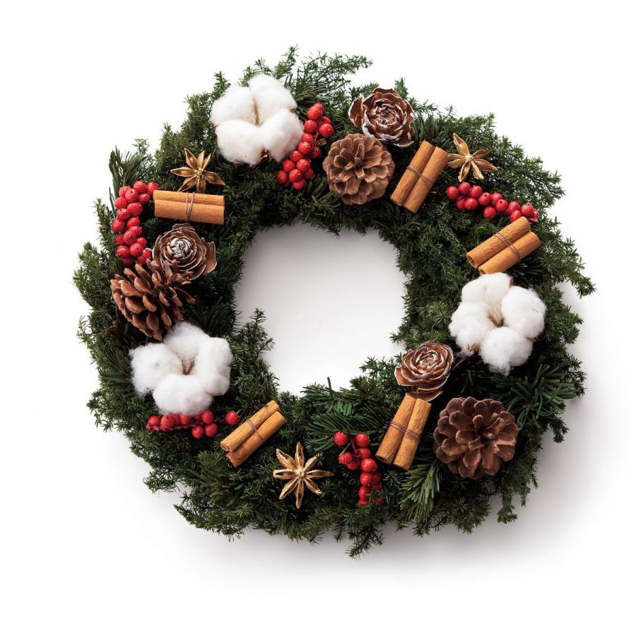 大地農園 森のリース ワタの実 33ｃｍ Mr001 002 リース完成品 天然素材 Basketball Mk