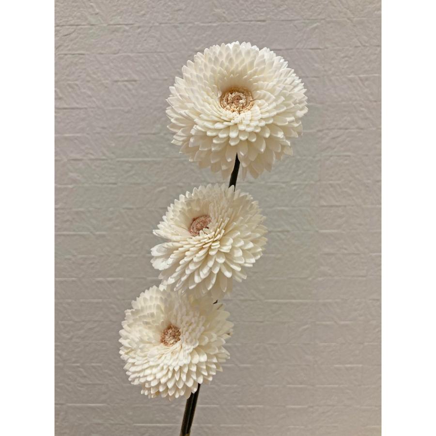 ハンドメイドフラワー 大地農園 ソーラーダリア ピンクアイ 3本 白  