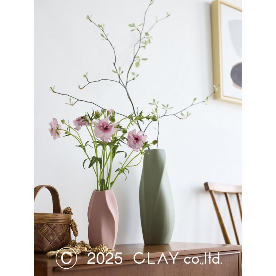クレイ espiral_12.5L10.5W30H HERBAL GREEN 171-883-421 花器 花瓶