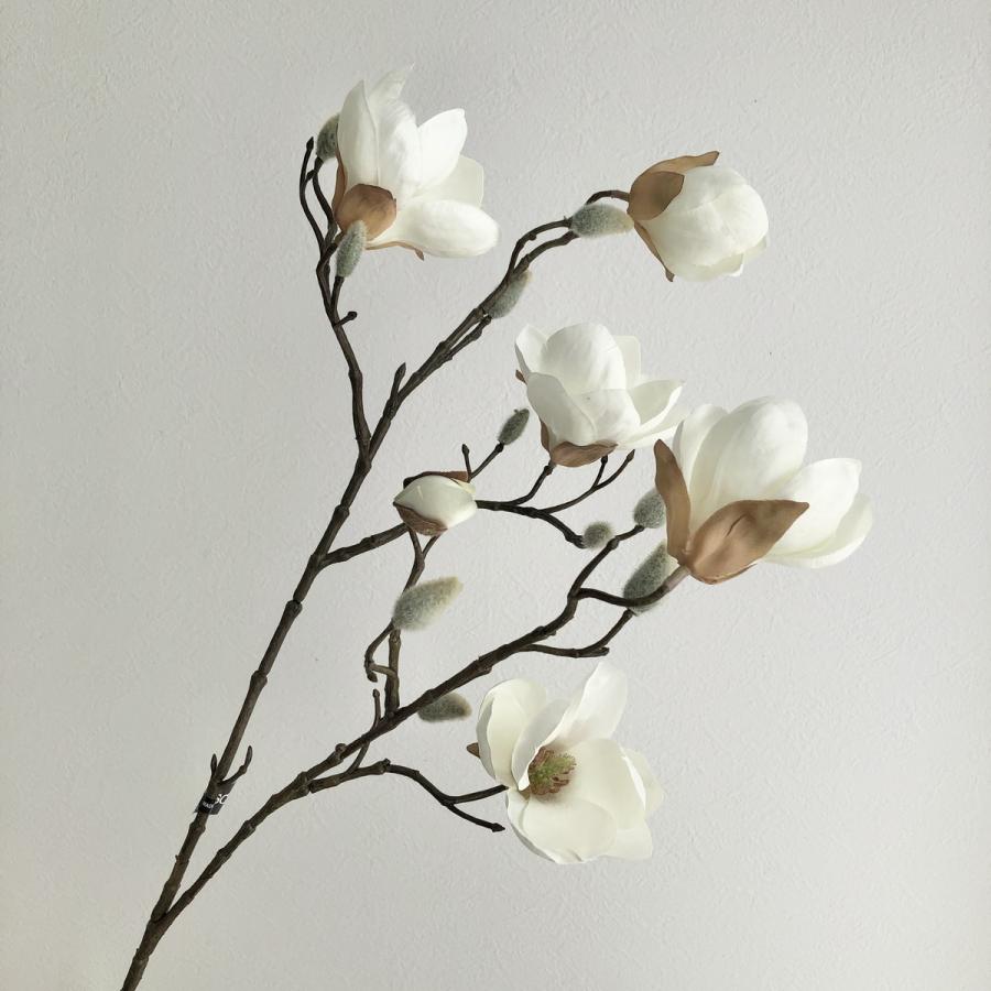 【8月末まで期間限定値下げ】エミリオロバ モクレン 木蓮 造花 マグノリア 造花 アスカ マグノリア×5 つぼみ×12 ホワイト A-34132-1 花材「ま行