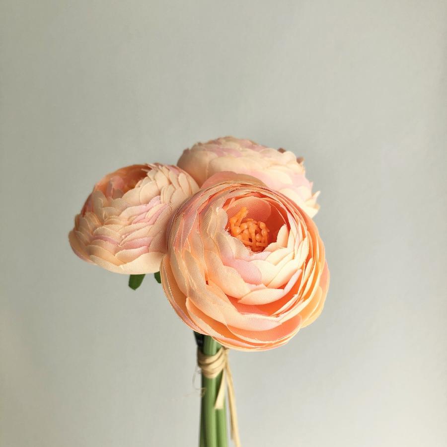 円 店舗 造花 アスカ ラナンキュラスバンチ 1束3本 ピーチ A 4 花材 ら行 ラナンキュラス