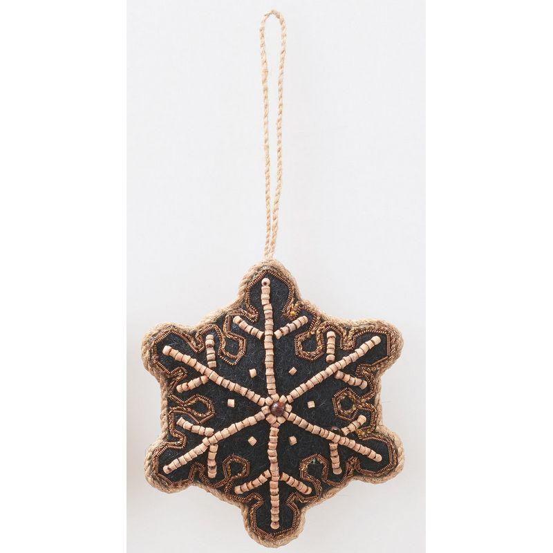 アスカ ウッドビーズフェルトスノーフレークオーナメント ブラック