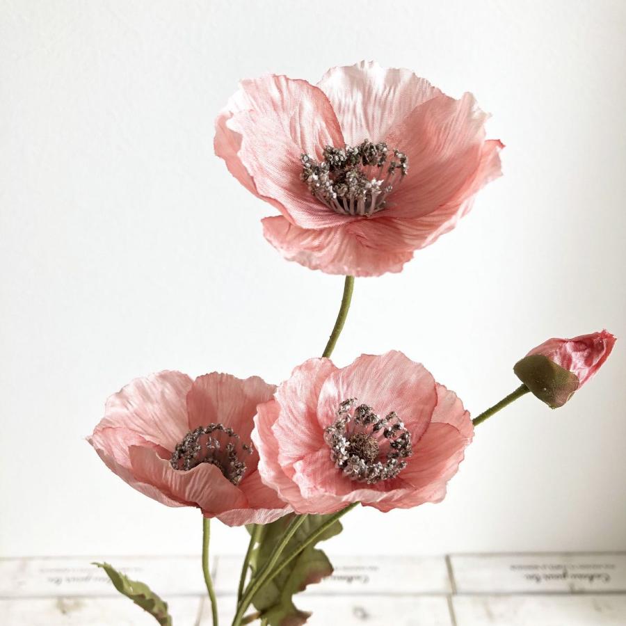 造花 アスカ ポピー×3 つぼみ×1 #023 ダスティピンク A-34641-23 花材