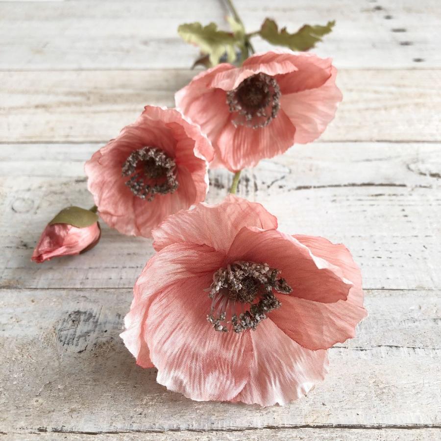 造花 アスカ ポピー×3 つぼみ×1 #023 ダスティピンク A-34641-23 花材