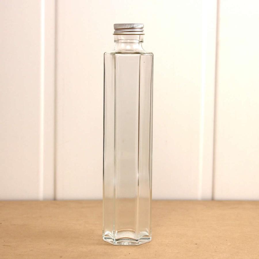 ハーバリウム瓶 六角 200ml アルミ銀キャップ付 ハーバリウム 瓶 ボトル ガラス瓶