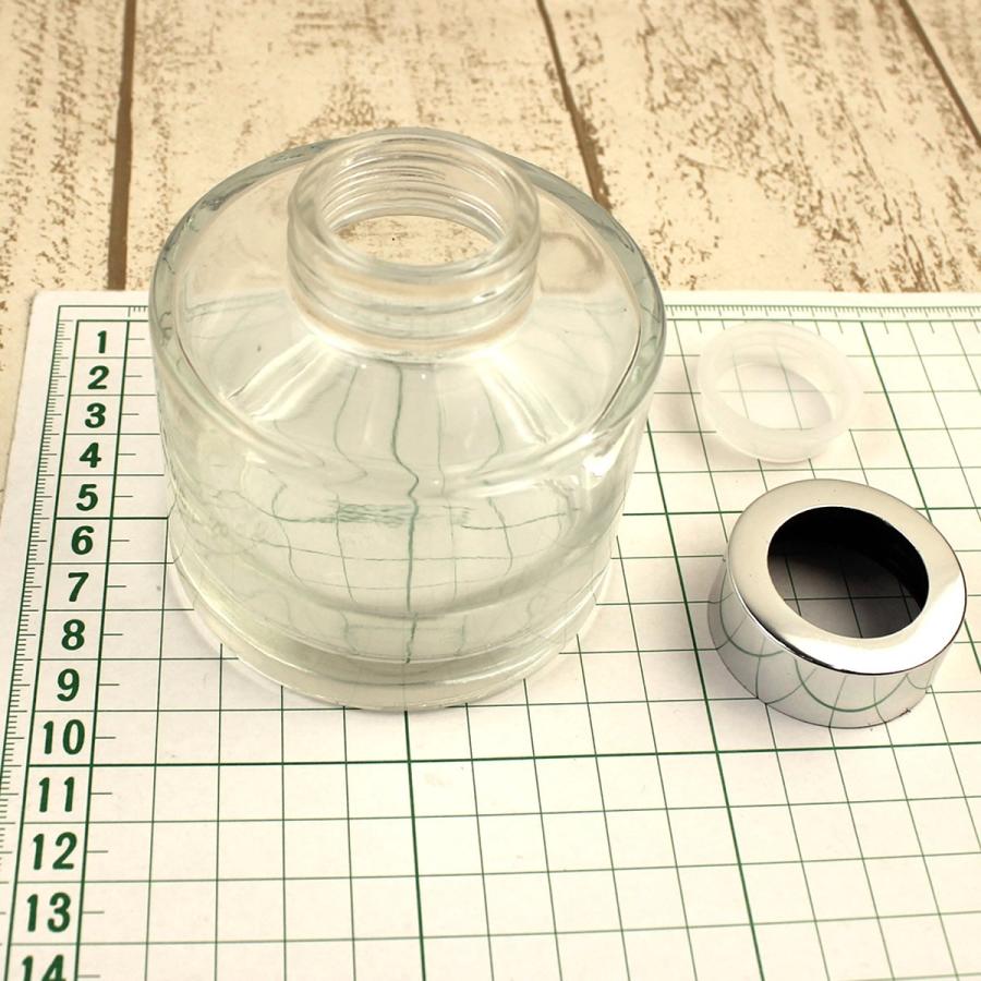 リードディフューザー用ガラス瓶 丸型 150ml 銀カバー＋中栓付 リード