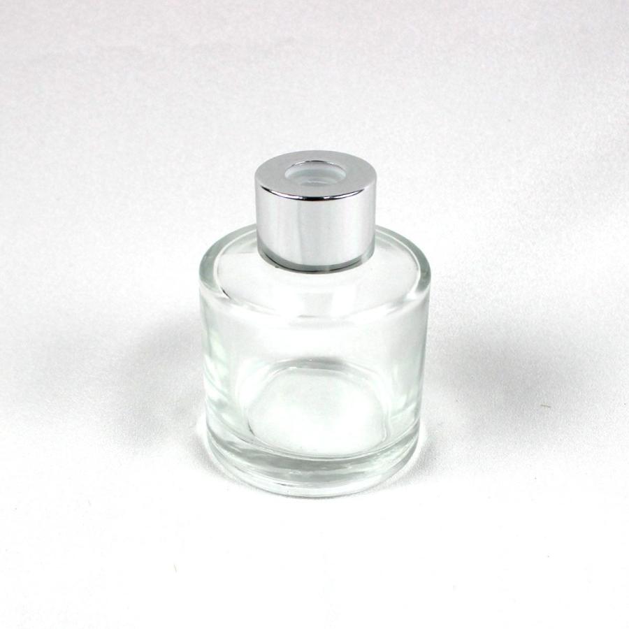 リードディフューザー用ガラス瓶 丸型 50ml 銀カバー＋中栓付 リード