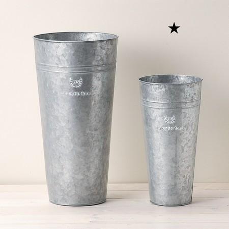 GREENHOUSE フレンチシルバーブリキ 筒S 3399-B 花器 花瓶 花桶 花筒