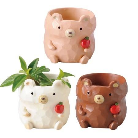 GREENHOUSE リトルレジンポット クマ 3色×各1個 3767S 3個 花器 花瓶