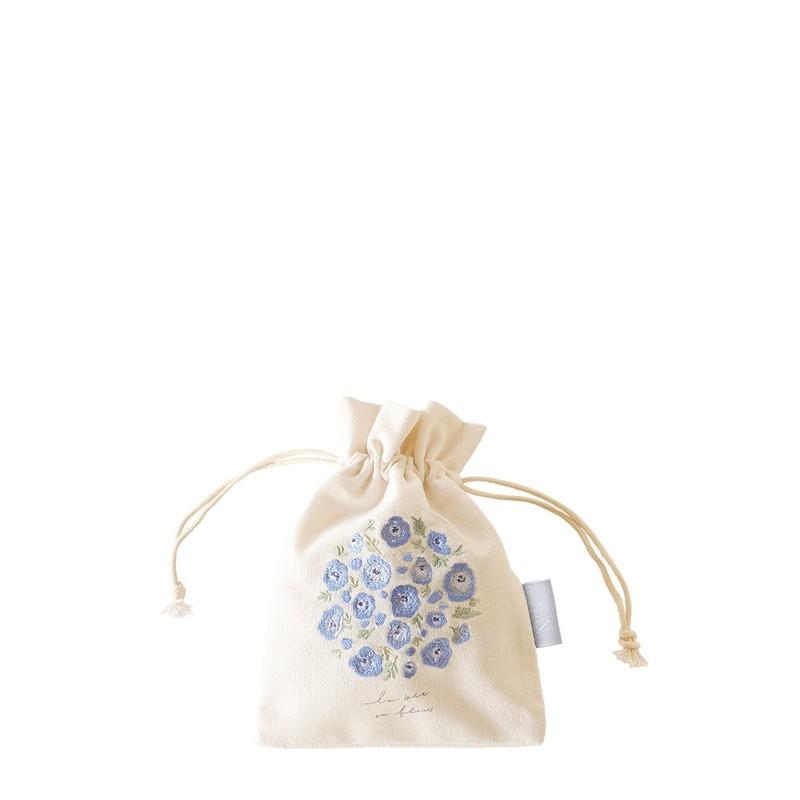 【美品】mizutani douguten リネン巾着袋 花刺繍 ito& 刺繍巾着袋 botanical ボタニカル ネモフィラ IT004-5 店舗