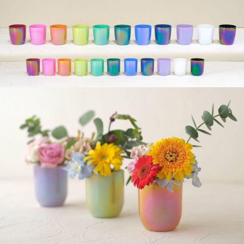 GREENHOUSE オーロラカラーガラス S イエロー 5396-A-YE 4個 花器 花瓶