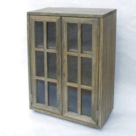 azi-azi 3段ガラスキャビネット ブラウン AZ-735 キッチン用品