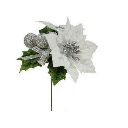 日限定07 造花 パレ ベルベットポインセチア ホワイト XP-7881-10 花材