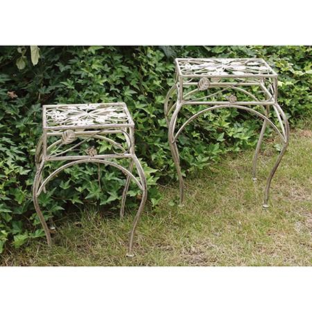 大同クラフト 角フラワースタンド２Ｐセット　アンティークホワイト AFS02-K2S 2セット 園芸用品 ガーデンファニチャー 家具 プランタースタンド
