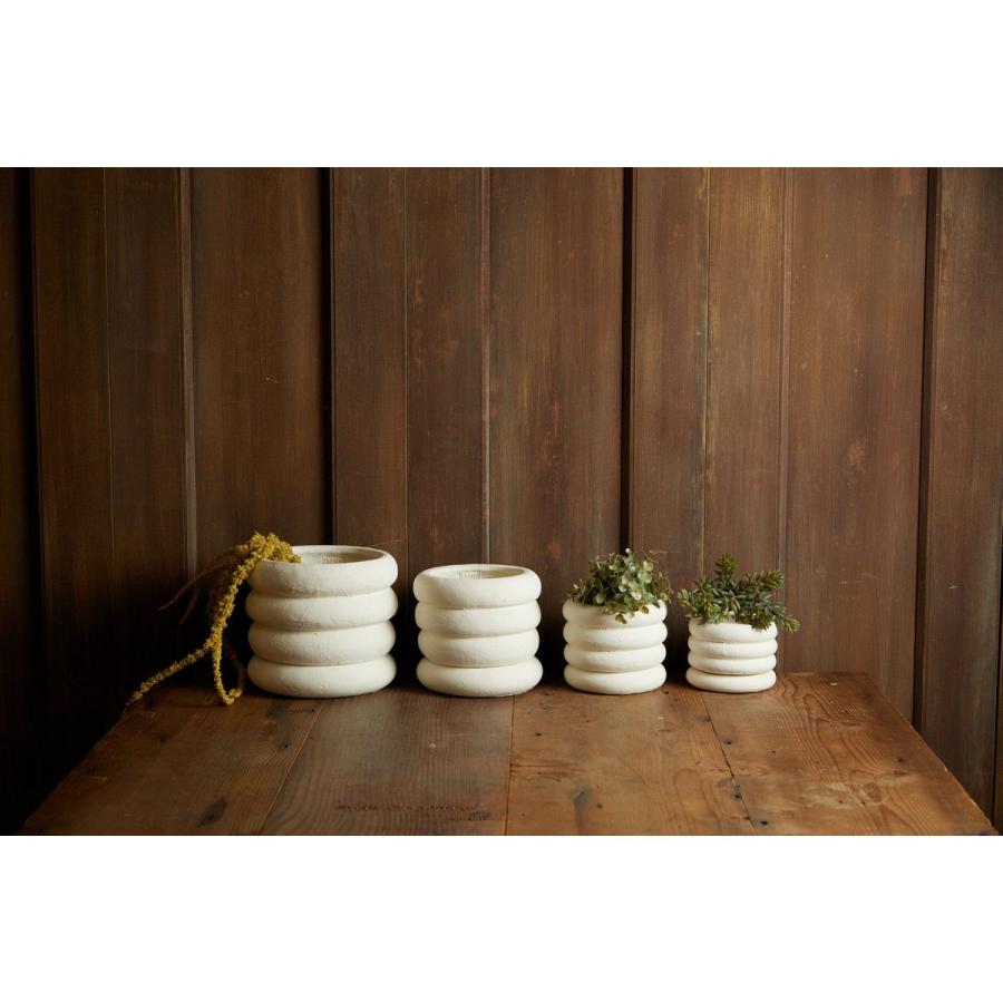 日限定21 PTMD Vinnie white cement pot big ridges L 白 植木鉢