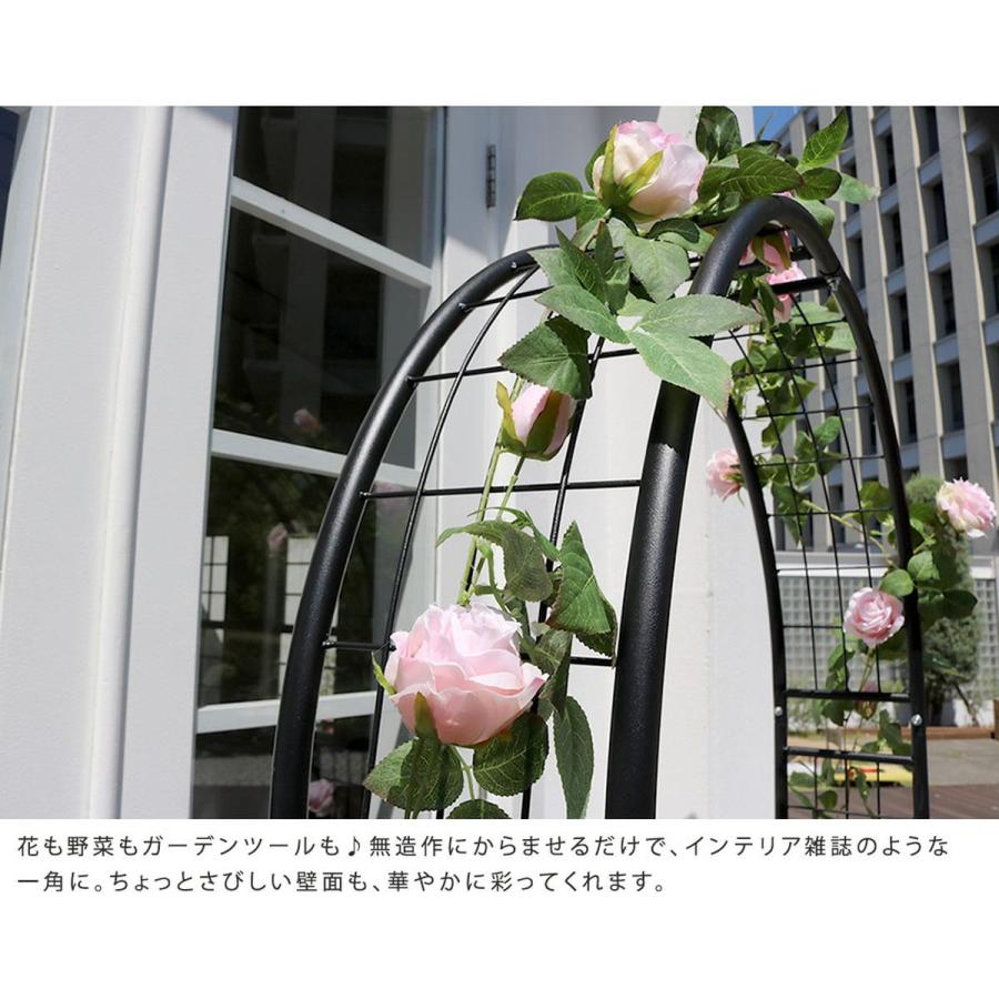 直送 住まいスタイル アーチ付フラワーラック ブラック IA-FR002BLK 園芸用品 ガーデンファニチャー 家具 アーチ ゲート_5