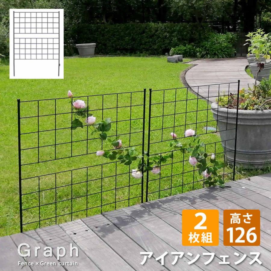 直送 定住地表現スタイル アイアン駒寄せ 高さ126「グラフ記録」2枚組 黒いこと IF-GR022-2P-BLK 園芸装具 ガーデンファニチャー 調度品 ラティス 駒寄せ