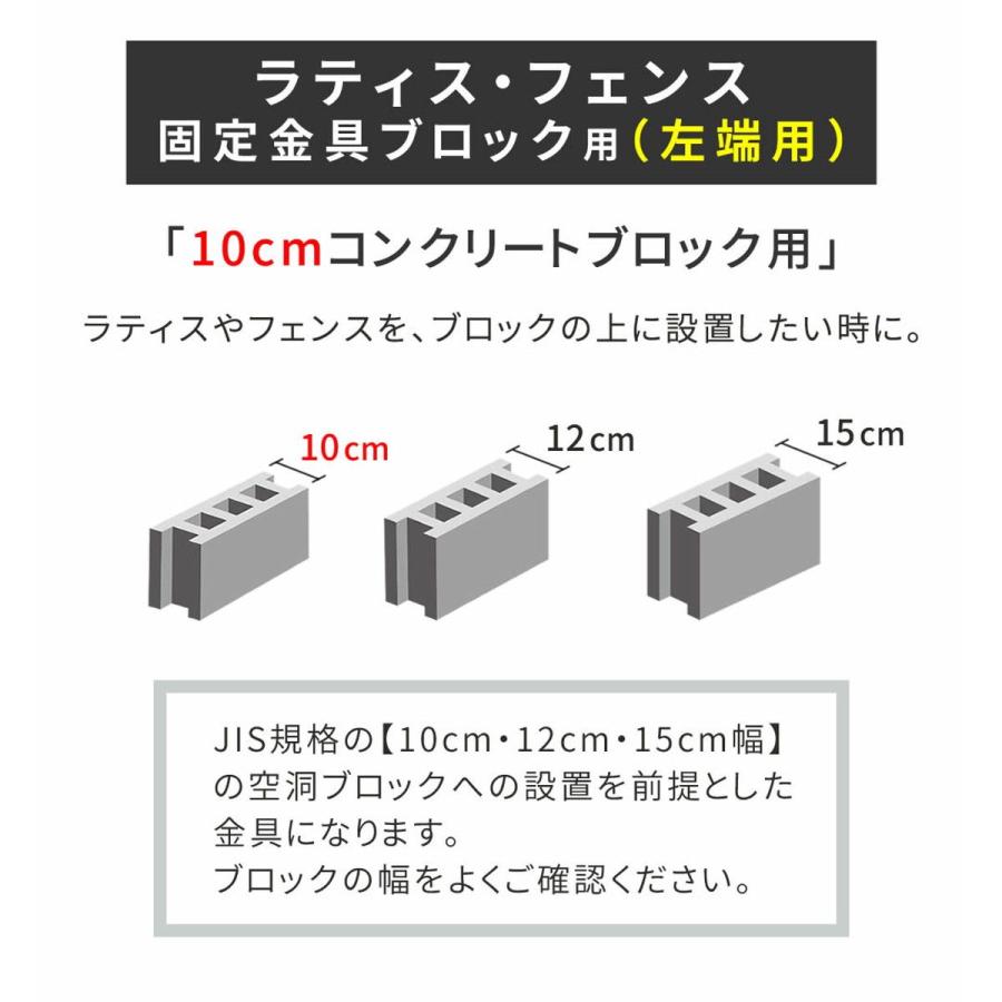 直送 住まいスタイル ラティス フェンス固定金具 10cmブロック用 左端用1個 ブラック S-BF4510L 6個 園芸用品 ガーデンファニチャー 家具 ラティス フェンス_2