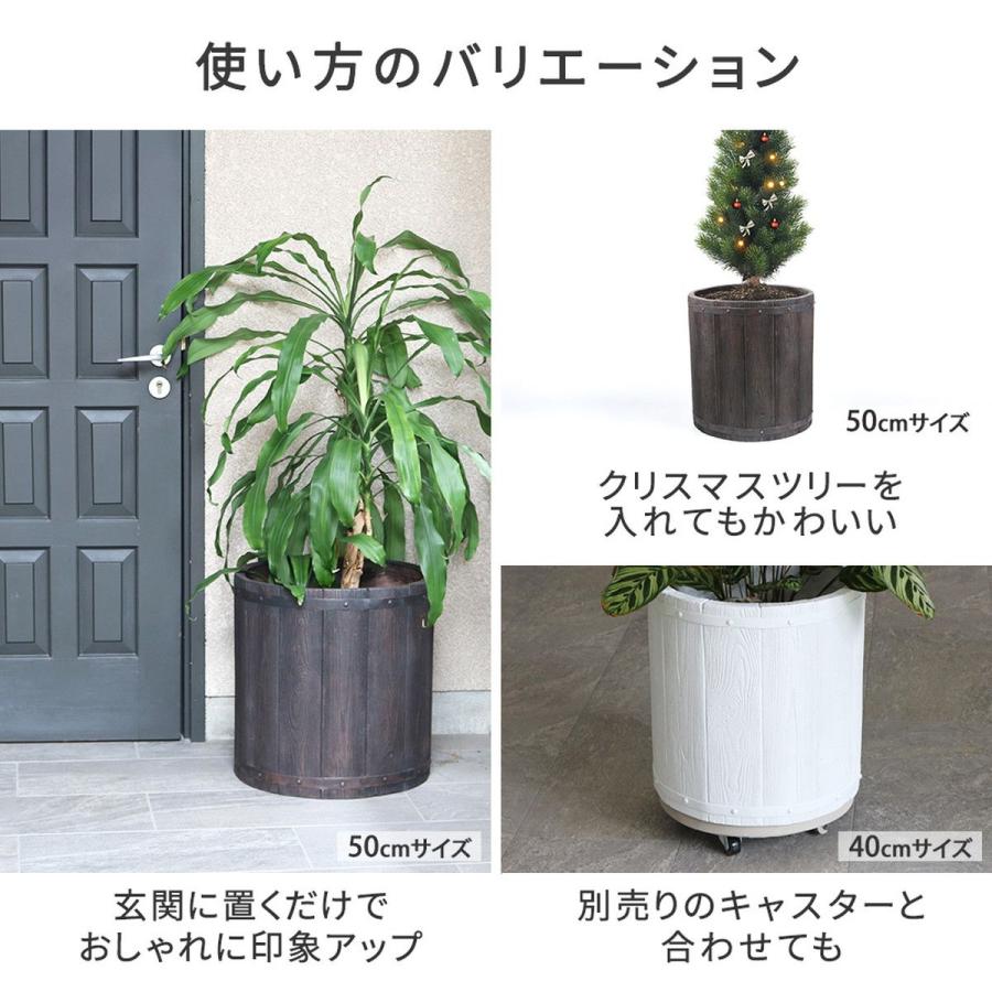 直送 住まいスタイル 「FARBOR」 ファーバー 木調FRPプランター 幅40 丸型 ホワイト E002-EN400WHT_10