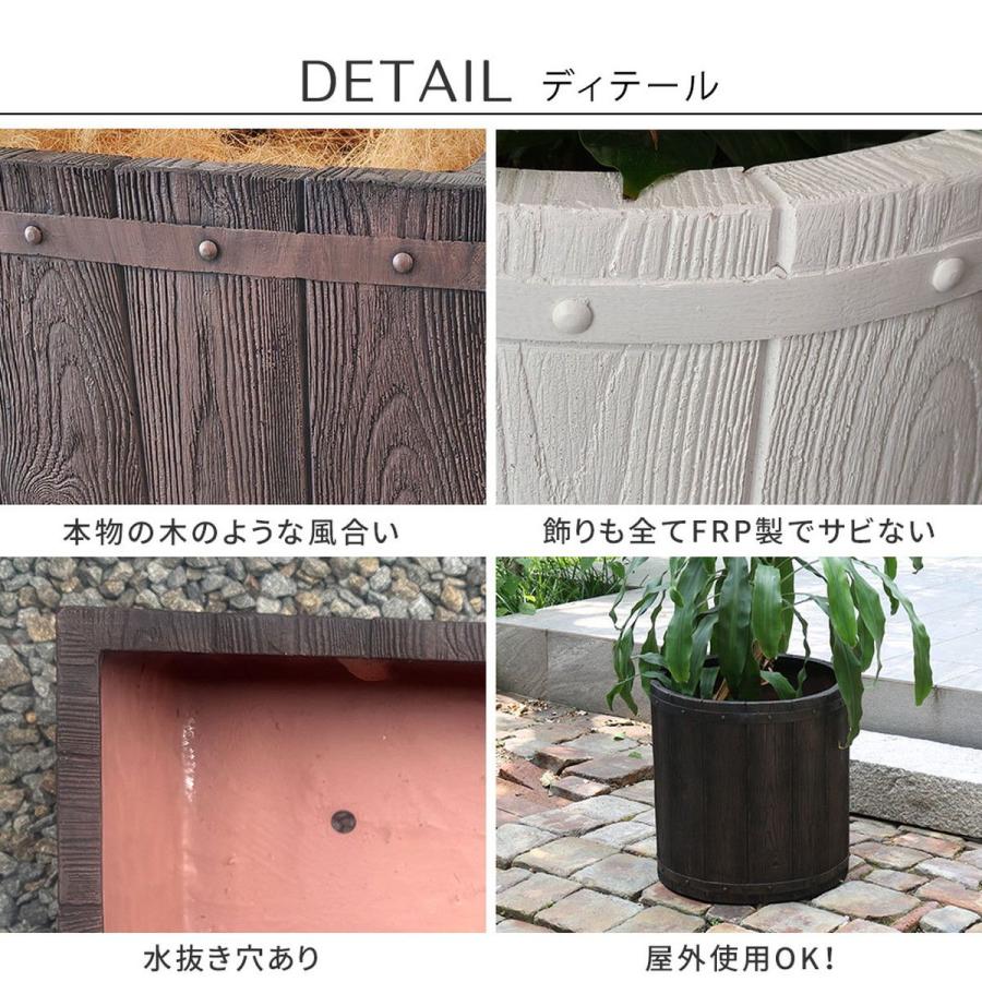 直送 住まいスタイル 「FARBOR」 ファーバー 木調FRPプランター 幅40 丸型 ホワイト E002-EN400WHT_12