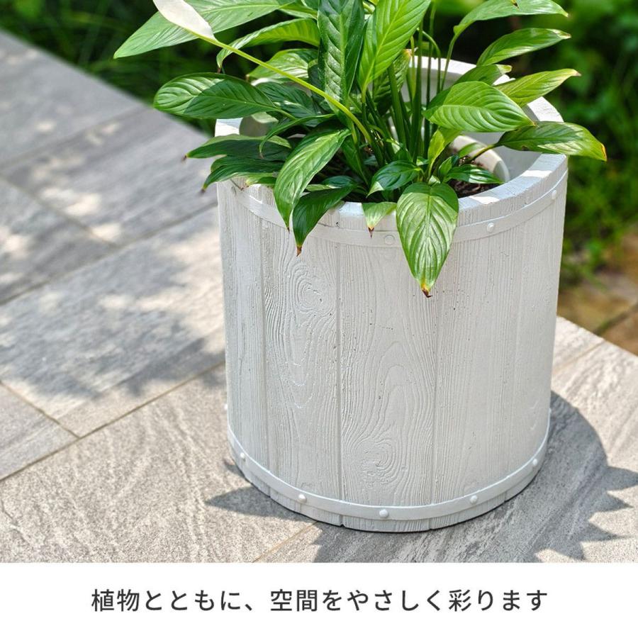 直送 住まいスタイル 「FARBOR」 ファーバー 木調FRPプランター 幅40 丸型 ホワイト E002-EN400WHT_4