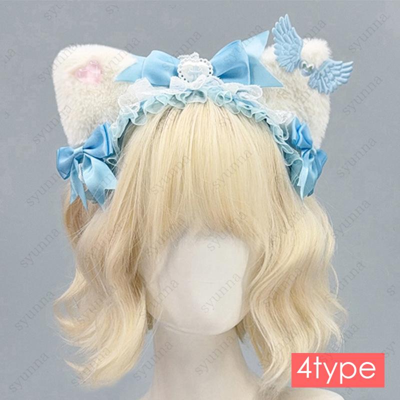 h223# ロリータ 猫耳 カチューシャ 当日発送 4type 髪飾り ふわふわ