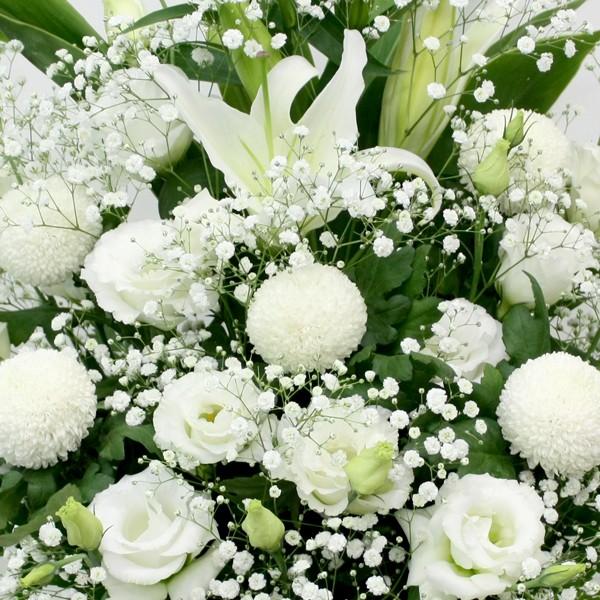 供花 白ユリとピンポン菊のお供え花アレンジメント 向島花栄 Yahoo 店 通販 Yahoo ショッピング