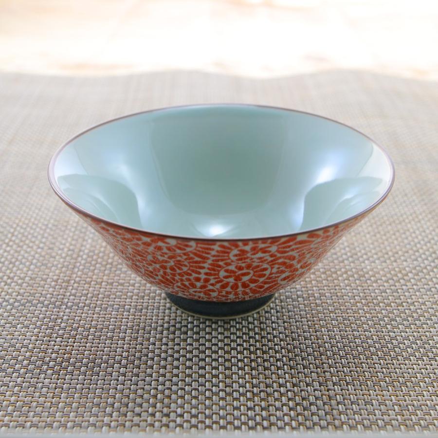 茶碗 有田焼 唐草地紋茶碗（小・赤） 軽い 軽量 小さめ 小さいサイズ  