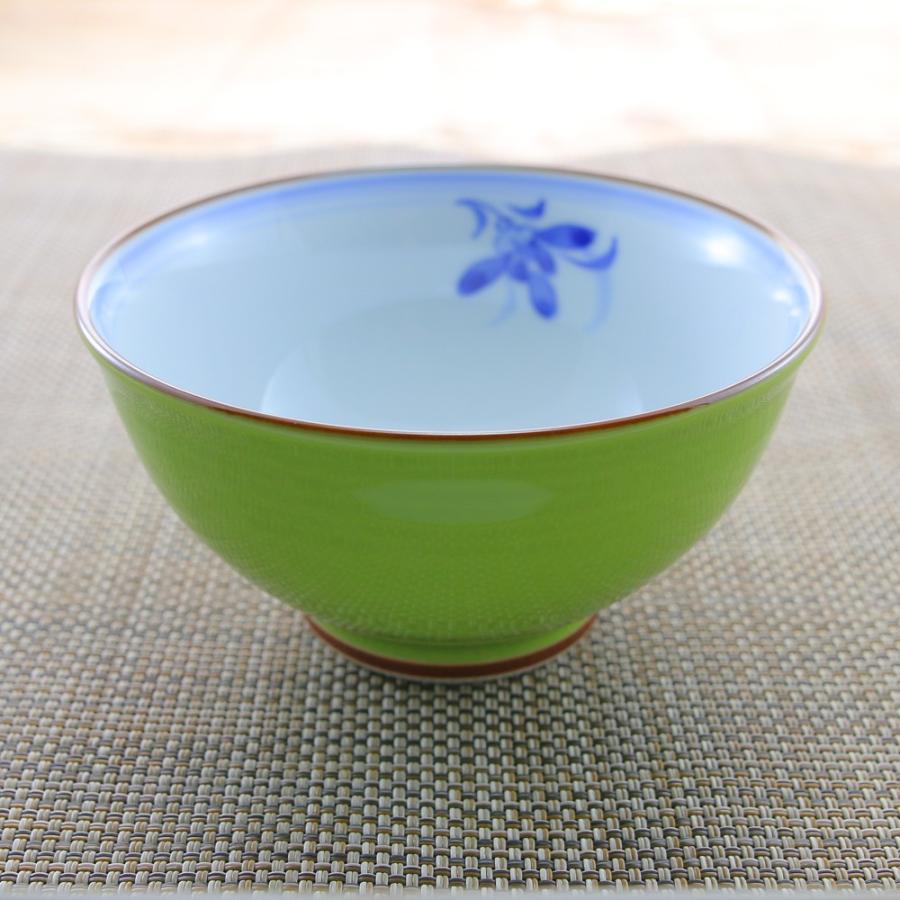 茶碗 有田焼 波佐見焼 蘭の花茶碗（大・緑） 花柄 おしゃれ 可愛い