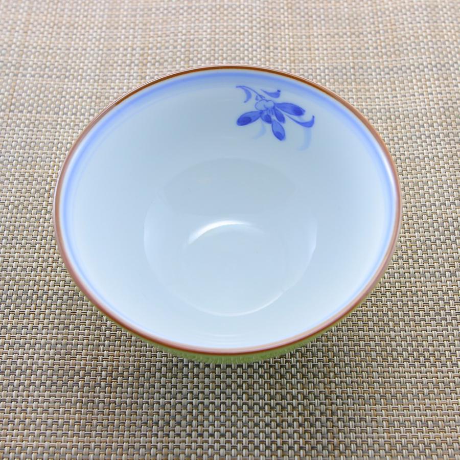 茶碗 有田焼 波佐見焼 蘭の花茶碗（大・緑） 花柄 おしゃれ 可愛い