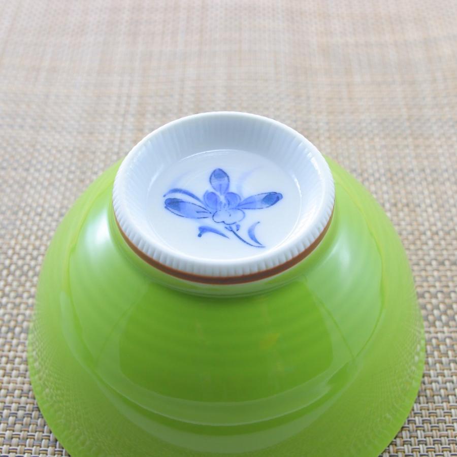 茶碗 有田焼 波佐見焼 蘭の花茶碗（大・緑） 花柄 おしゃれ 可愛い