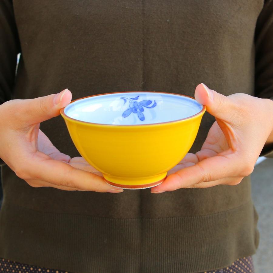 茶碗 有田焼 波佐見焼 蘭の花茶碗（小・黄） 花柄 おしゃれ 可愛い｜和