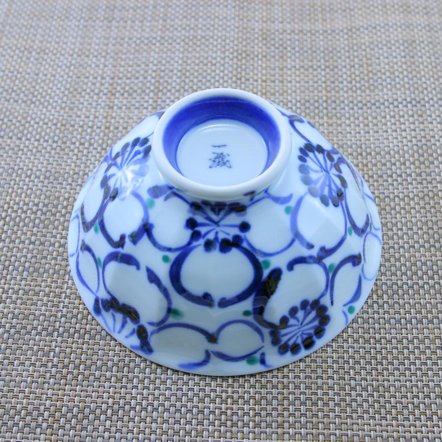 茶碗 有田焼 波佐見焼 大輪花面取茶碗（小・赤/大・青） 軽い 軽量 花