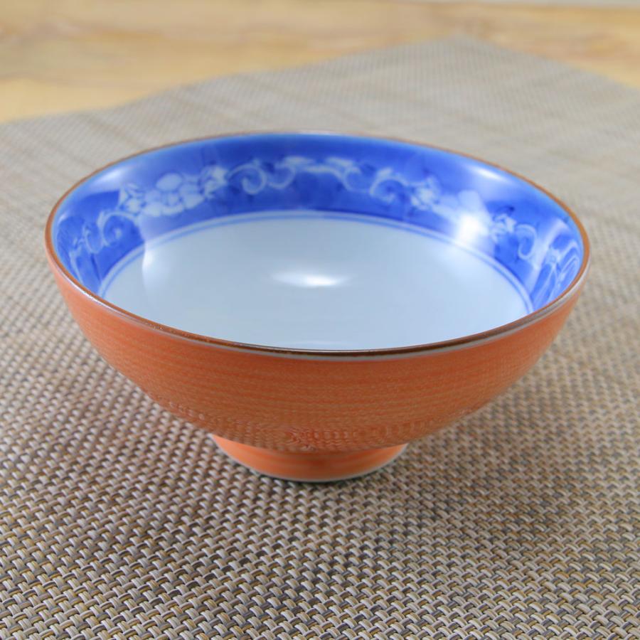 茶碗 有田焼 波佐見焼 ねじり牡丹茶碗（小・オレンジ/大・青） 花柄