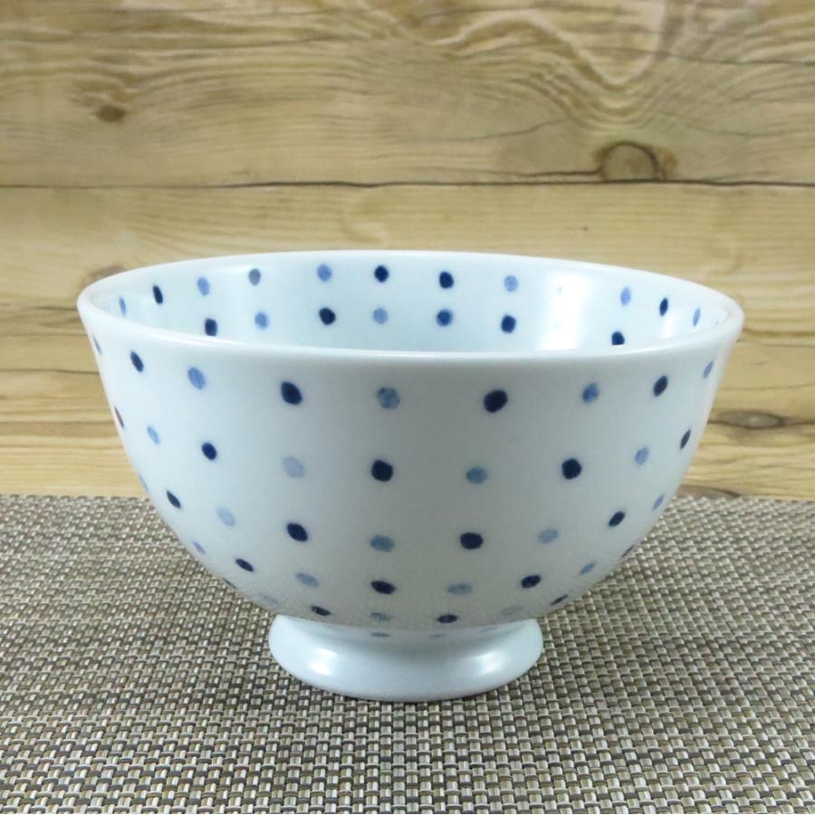 茶碗 有田焼 波佐見焼 ドット軽茶碗（青） 軽い 軽量 水玉 おしゃれ