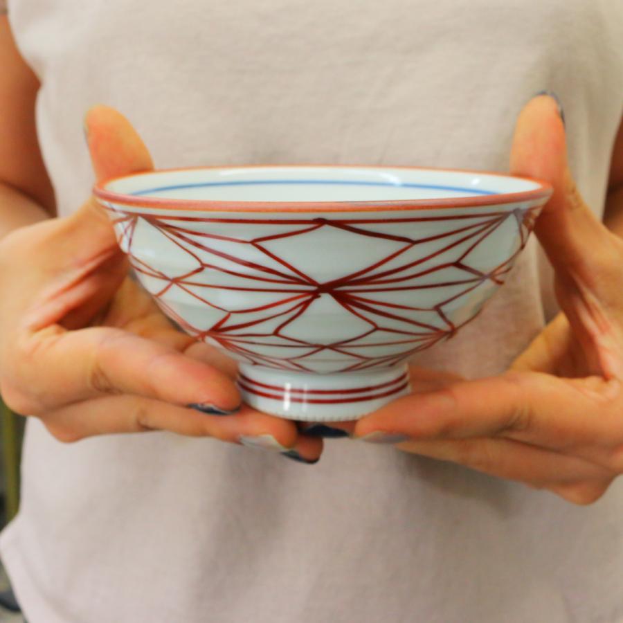 茶碗 有田焼 波佐見焼 麻の葉紋茶碗（小・赤/大・青） 大きめ 麻の葉柄