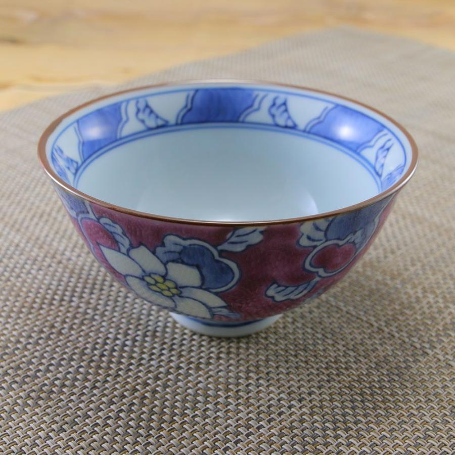 茶碗 有田焼 伊万里焼 唐花茶碗（紫） 花柄 手描き おしゃれ｜和食器