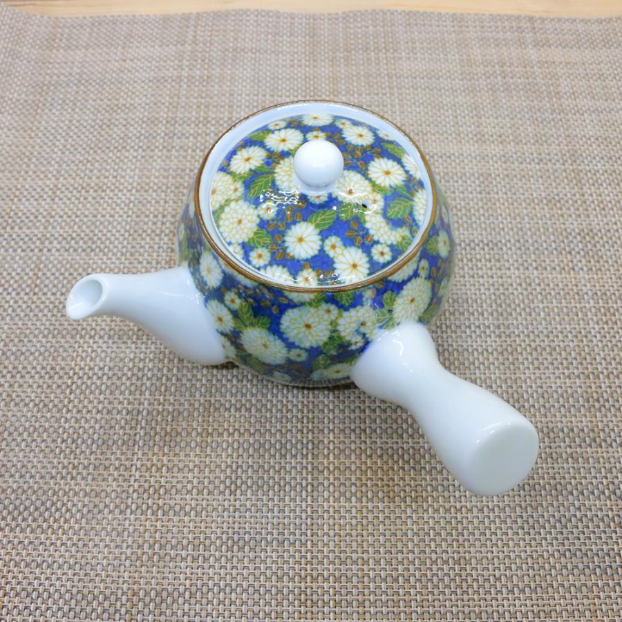 急須 有田焼 菊の小路青急須 花柄 菊｜和食器 陶器 三階菱 : 有田焼